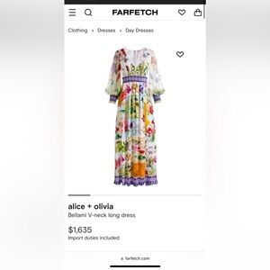 Alice + Olivia V-Neck long dress